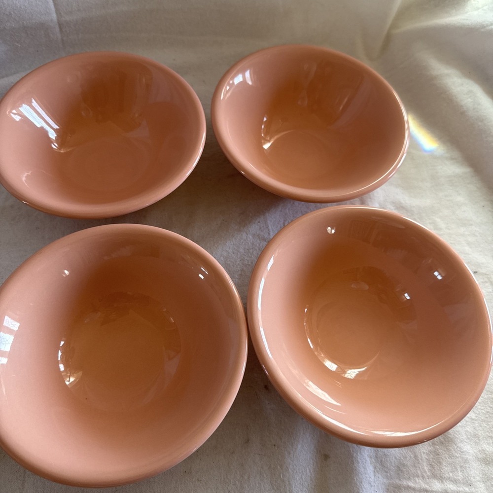 4 Vintage Mervyns Bowl 6.5" Made in Japan 80's Cottagecore Salmon Pink Retro